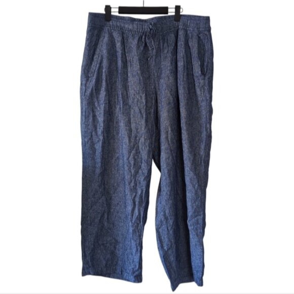 Old Navy Linen Coastal Beach Relaxed Boho Pocket Wide Leg Pants XL - Picture 2 of 8